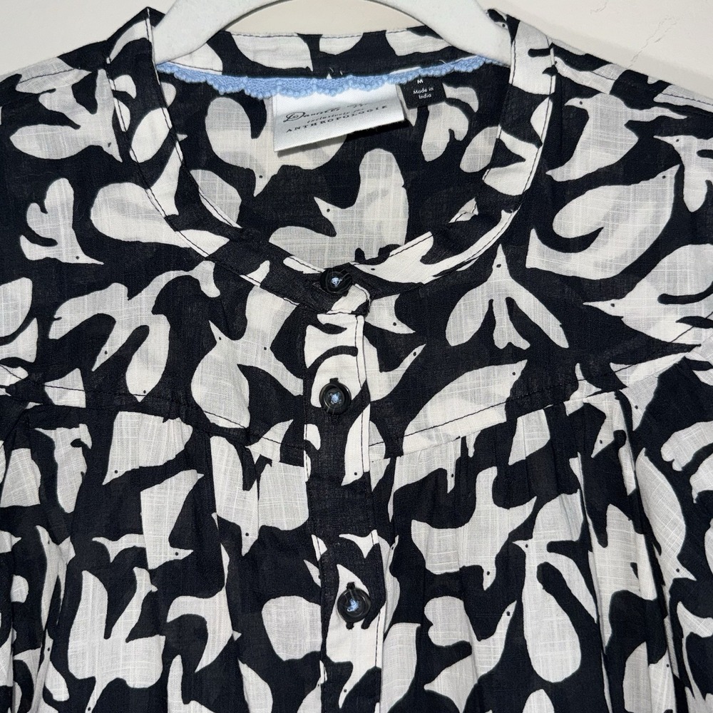 Anthropologie Danielle Kroll Womens Whismy Bird Button Up Blouse Top Size Medium - Picture 6 of 16